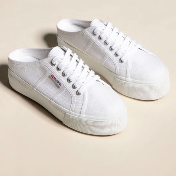 Superga Shoes - Superga Womens Platform Mules White